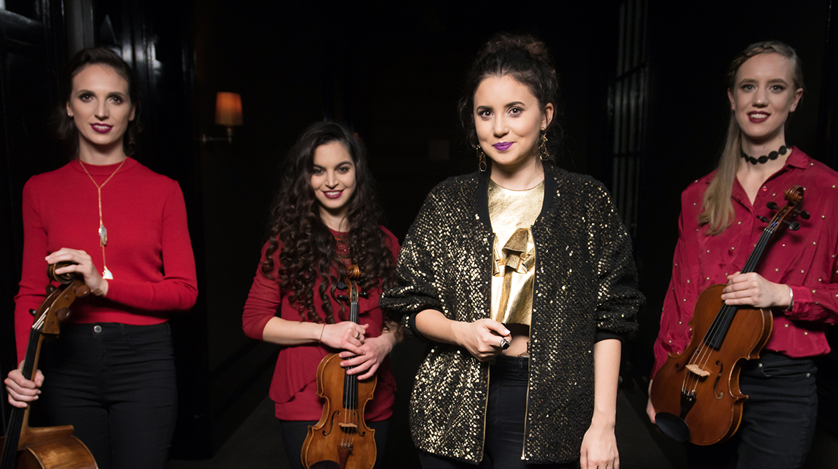 Jazz singer-pianist Karsu Dönmez poses with her three bandmates from the Karsu Dönmez Ensemble. 